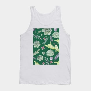 Cactus and Wreath Watercolor Pattern 2 Tank Top